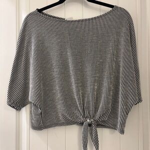 Caution To The Wind Black and White Striped Blouse